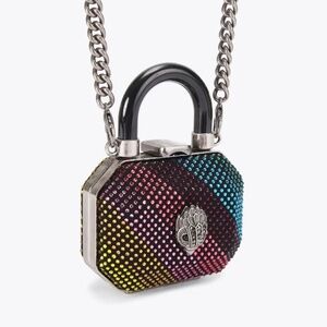 NWT Kurt Geiger Micro Top Handle Clutch Bag Rainbow Crystal Embellished